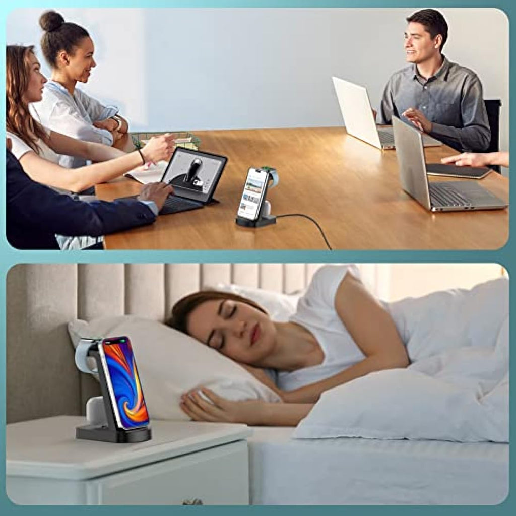 Bakibo 3-in-1 Wireless Charging Station for iPhone, Apple Watch & AirPods