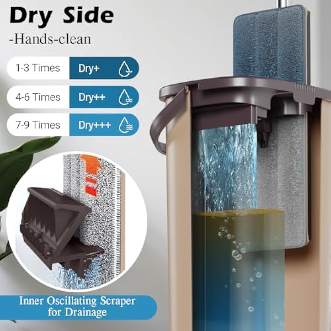 MASTERTOP Hands-Free Flat Mop and Bucket Set | 6 Microfibre Pads