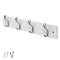 keypak Wall-Mounted Coat Rack – 4 Nickel Hooks on Stylish 38cm White Base