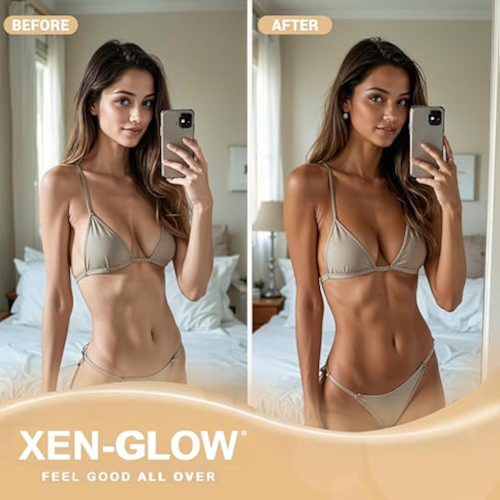 XEN-GLOW Dark Self Tanning Lotion – Hydrating Olive Tan with Vitamin C & E