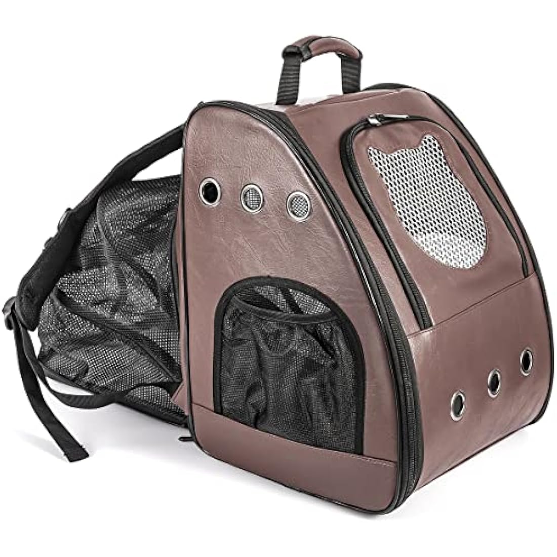 Jolof Store Large Cat Backpack – Expandable Leather Pet Carrier