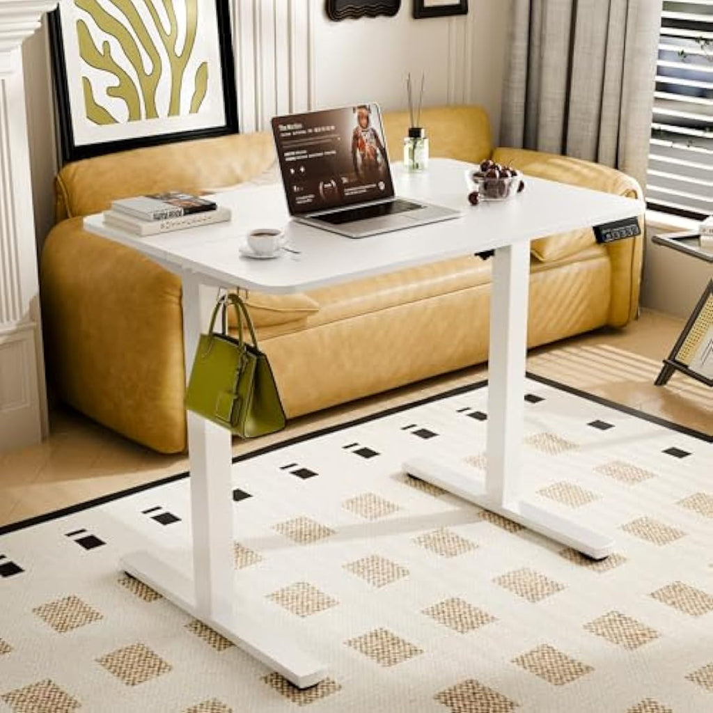 ERGOMAKER Electric Standing Desk – 90x60cm Height Adjustable (White)