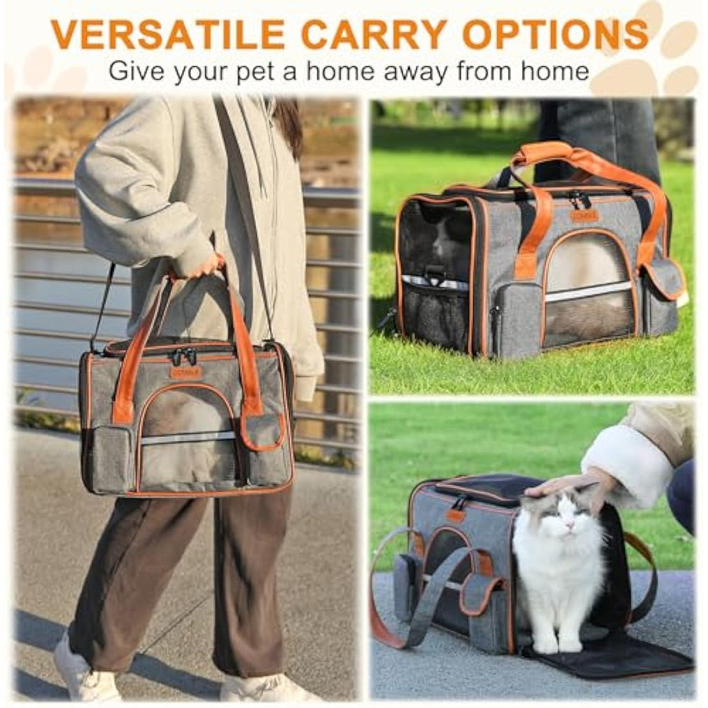 COMSLE Airline Approved Pet Carrier Bag – Large Breathable Dog & Cat Travel Bag