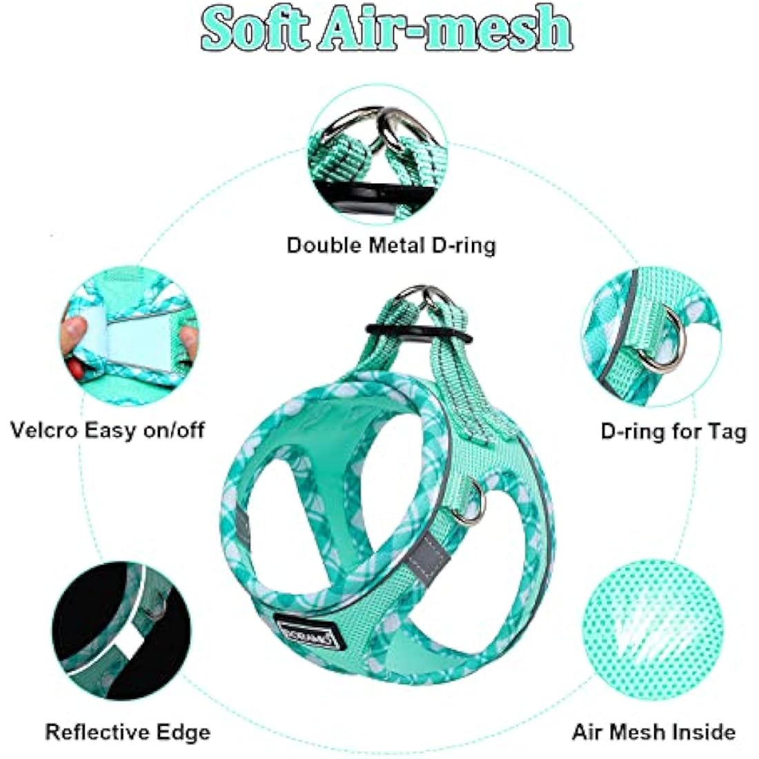 DORAMIO Step-in Dog Harness and Leash Set | Reflective Mesh Vest – XL
