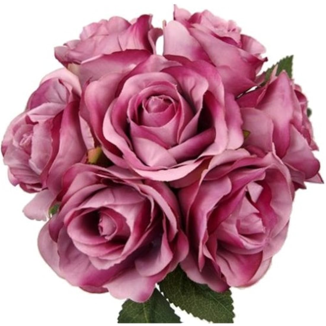 Artificial Silk Rose Bouquet – 7 Large Mauve Flower Heads