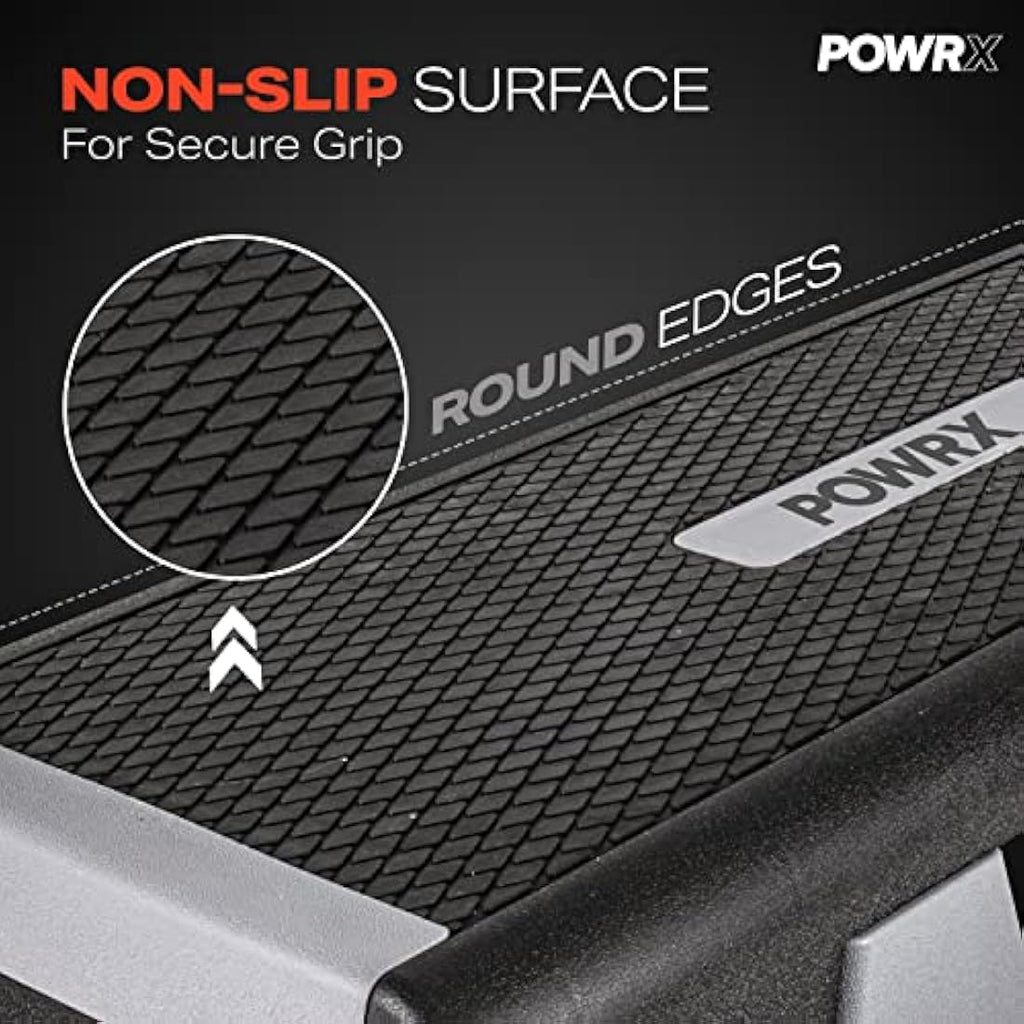 POWRX Professional Aerobic Step Board – Height Adjustable Fitness Stepper