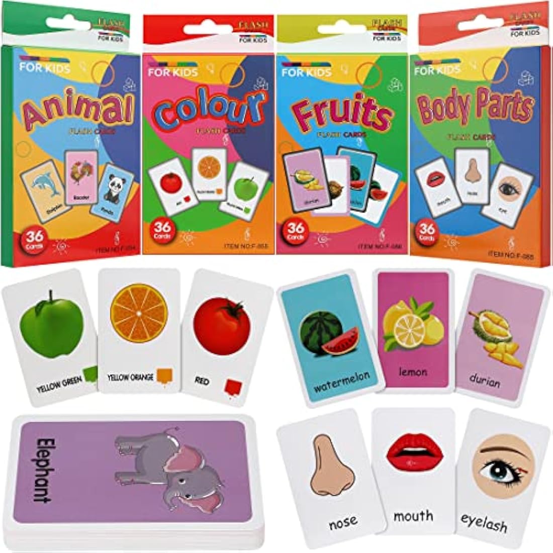 Leyun Kids Flash Cards | 144pc Early Learning Set for Toddlers Age 2-4