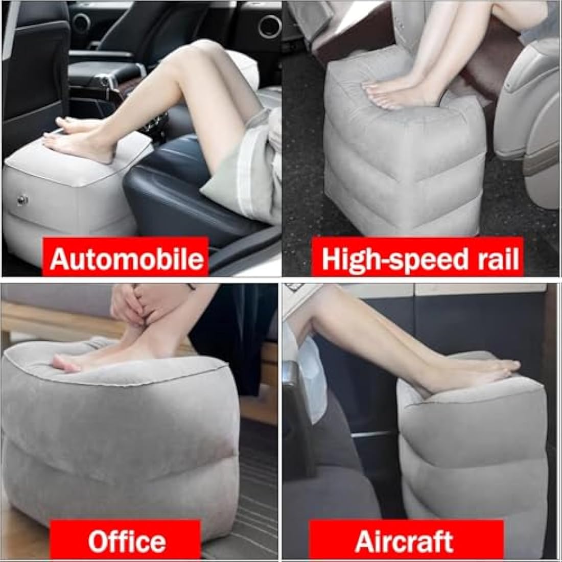 DAWNTREES Inflatable Travel Footrest 2 Pack | Adjustable Height PVC Pillow