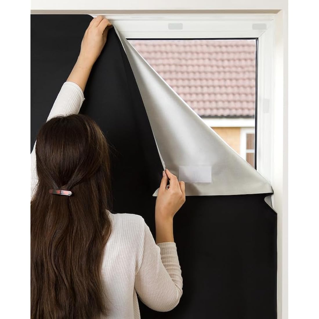 Easynight Blackout Blind | 100% Light Blocking No-Drill Fabric - XL