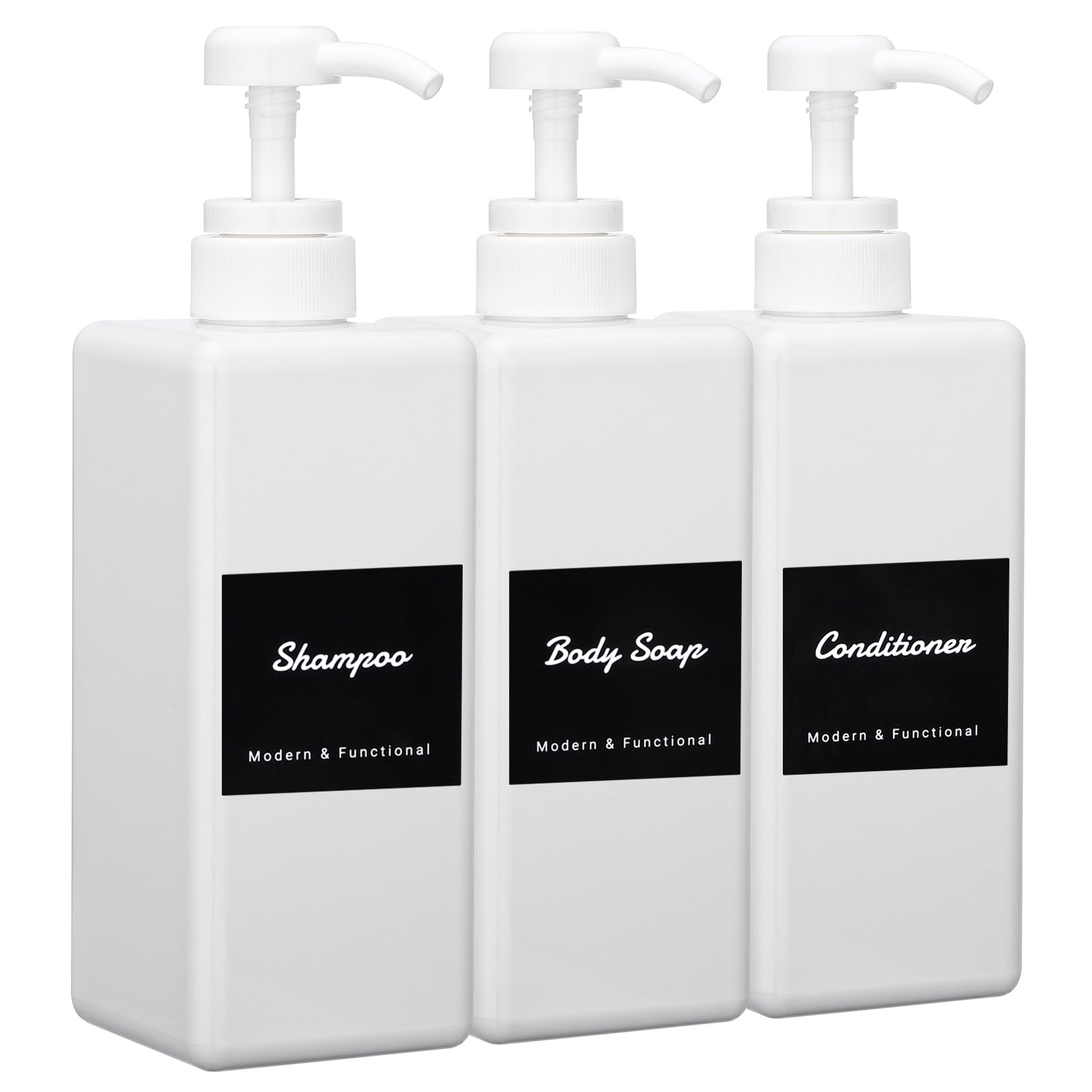 Jolof Store White Plastic Soap Dispenser Set - 3 Pack 650ml Bottles