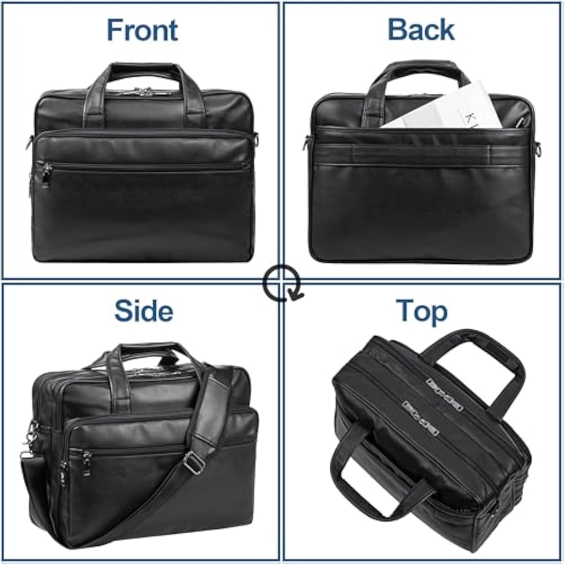 Seyfocnia 15.6 Inch Leather Laptop Bag – Water-Resistant Business Briefcase