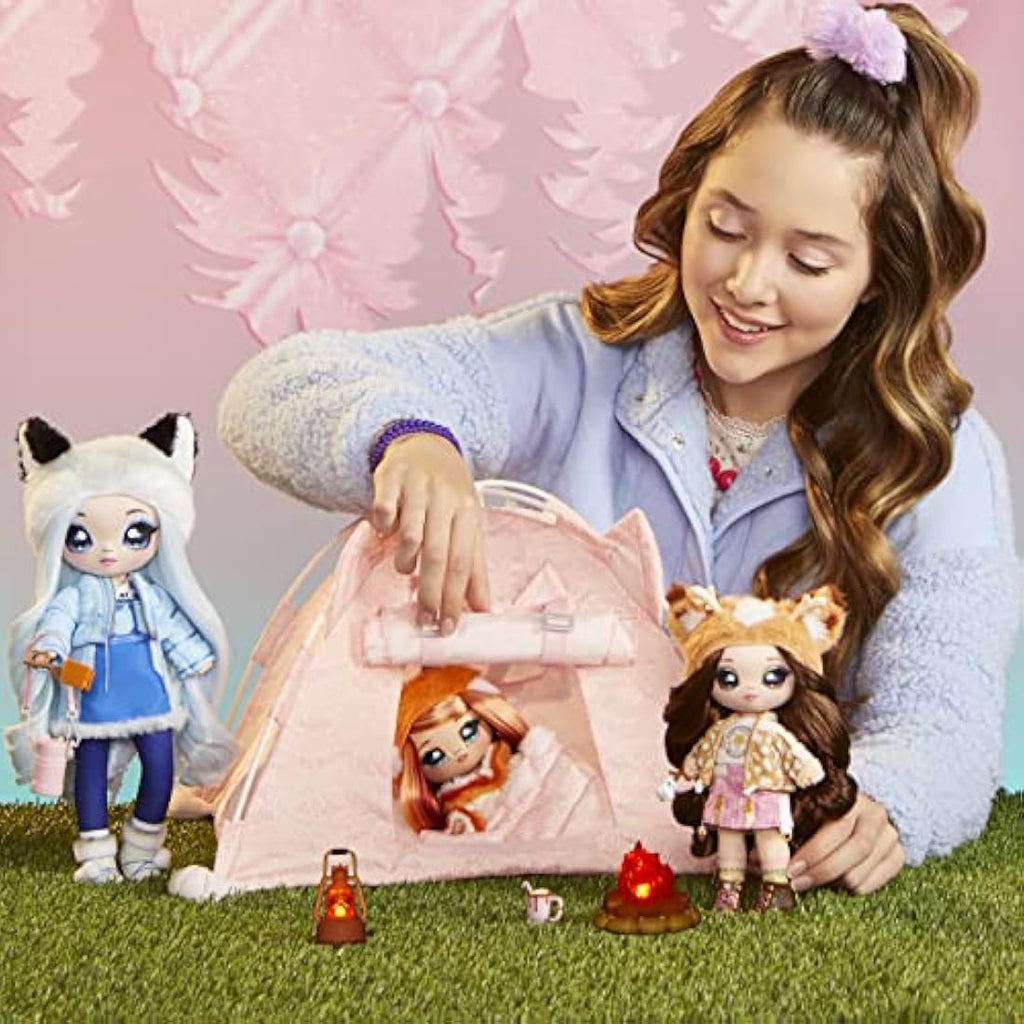 Na Na Na Surprise Camping Myra Woods Deer Plush Fashion Doll with Sleeping Bag