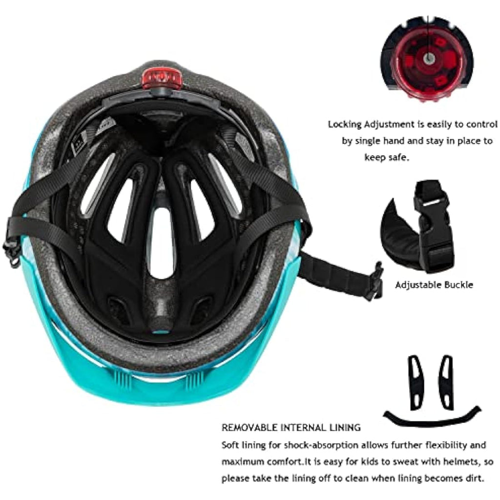 Exclusky Kids Bike Helmet with LED Light | Adjustable Size 50-57cm