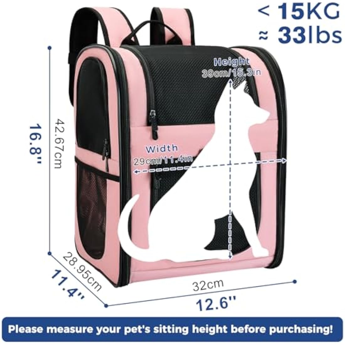 Apollo Walker Pet Carrier – Breathable Mesh Backpack for Hiking & Travel, Pink