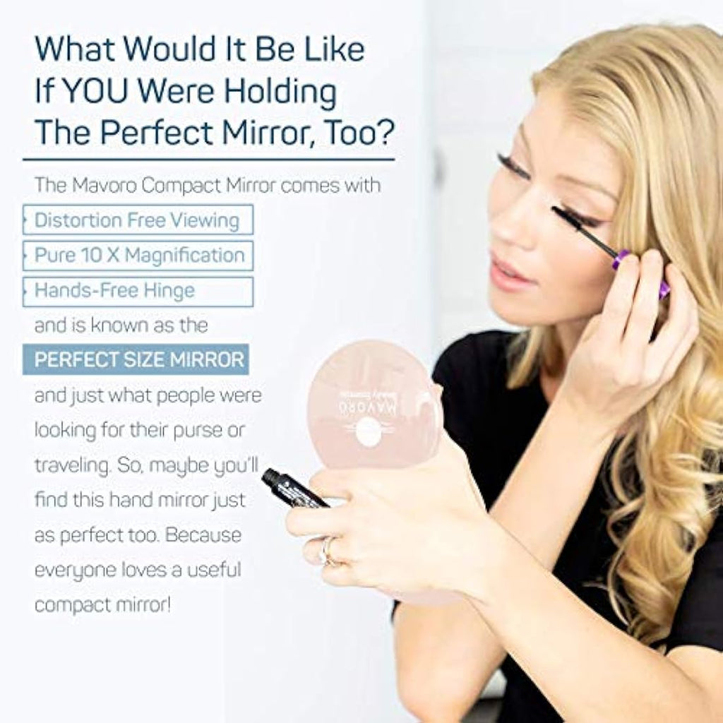 Mavoro 1x/10x Magnifying Compact Mirror – 4 Inch Travel Makeup Mirror