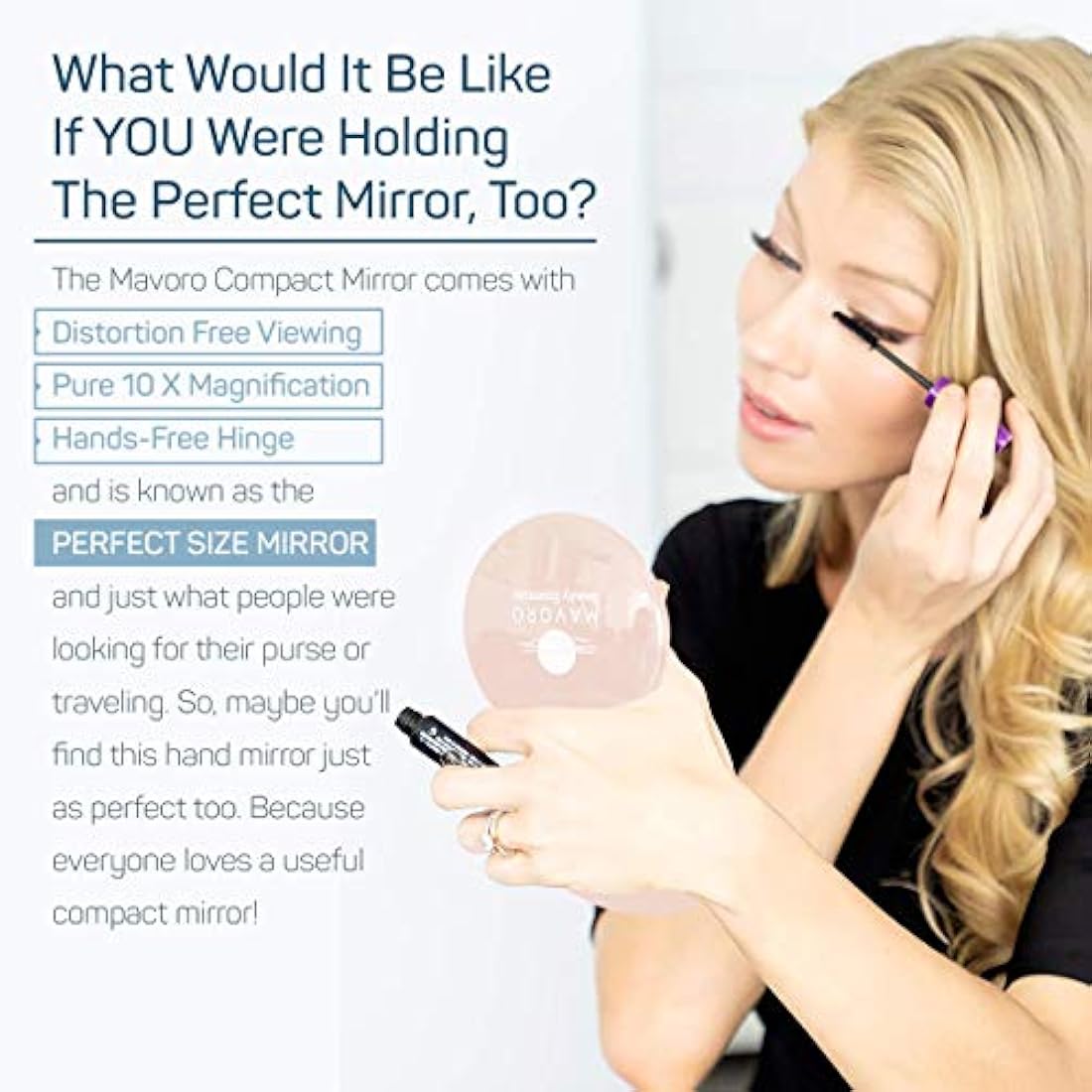 Mavoro 1x/10x Magnifying Compact Mirror – 4 Inch Travel Makeup Mirror