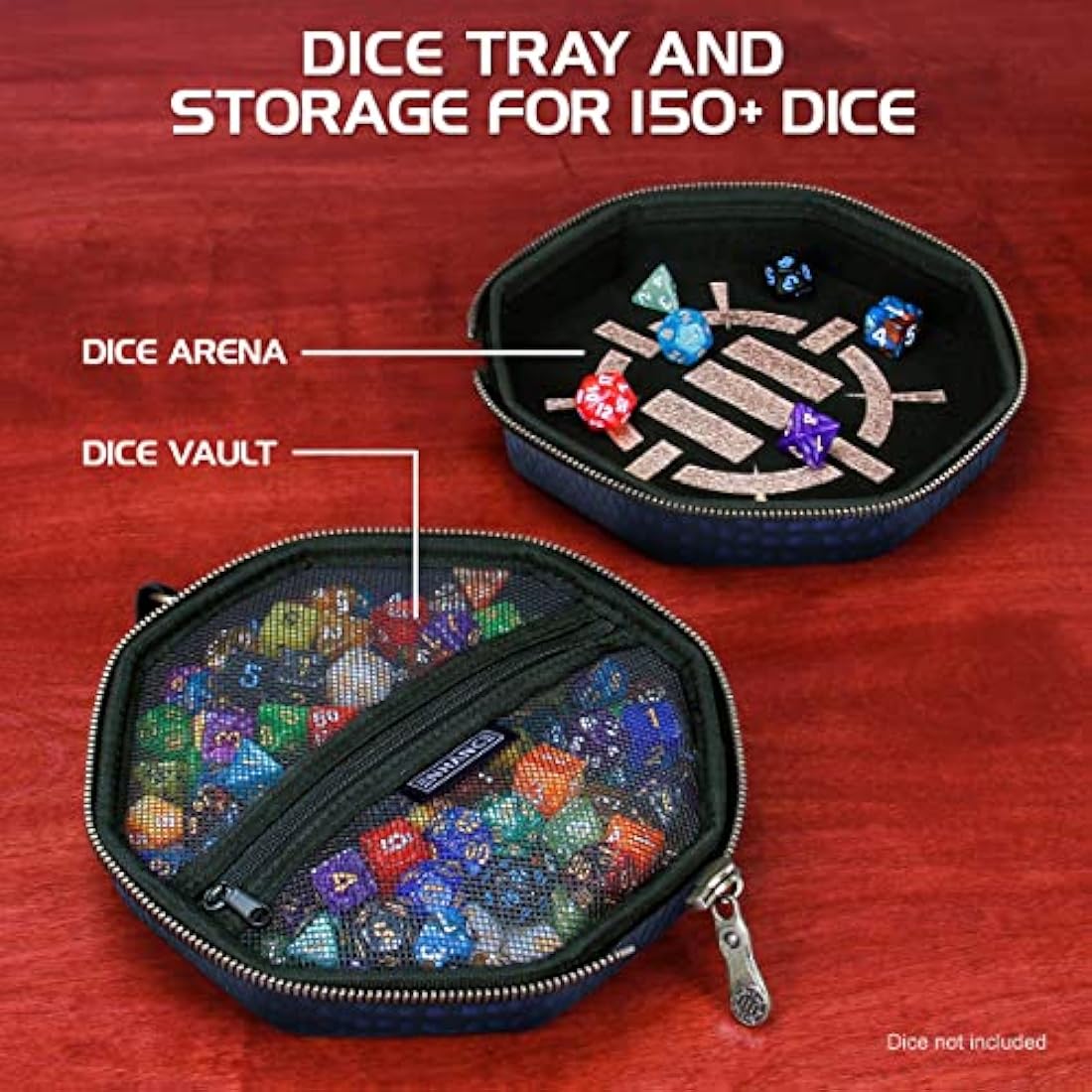 ENHANCE DnD Dice Tray and Case - Dragon Hide Storage for 150 Dice