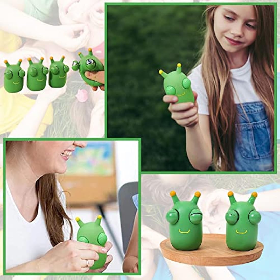 Jolof Store Grass Worm Squeeze Toy – Eye Popping Fidget Stress Relief
