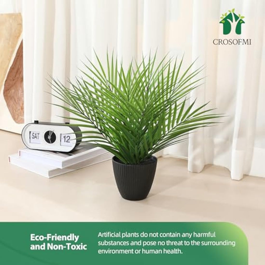 CROSOFMI Artificial Areca Palm Tree 35cm - Faux Tropical Plants (2 Pack)