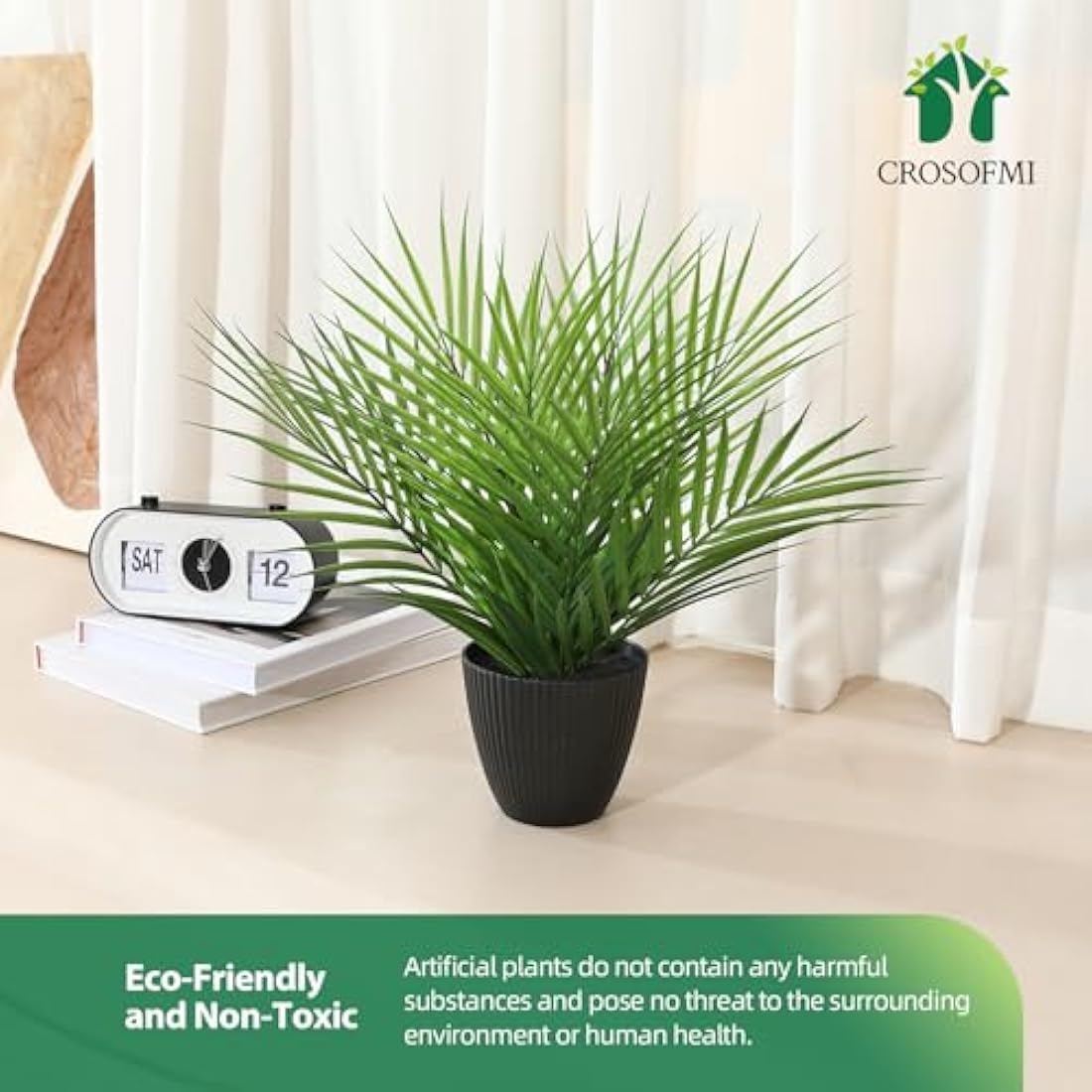 CROSOFMI Artificial Areca Palm Tree 35cm - Faux Tropical Plants (2 Pack)