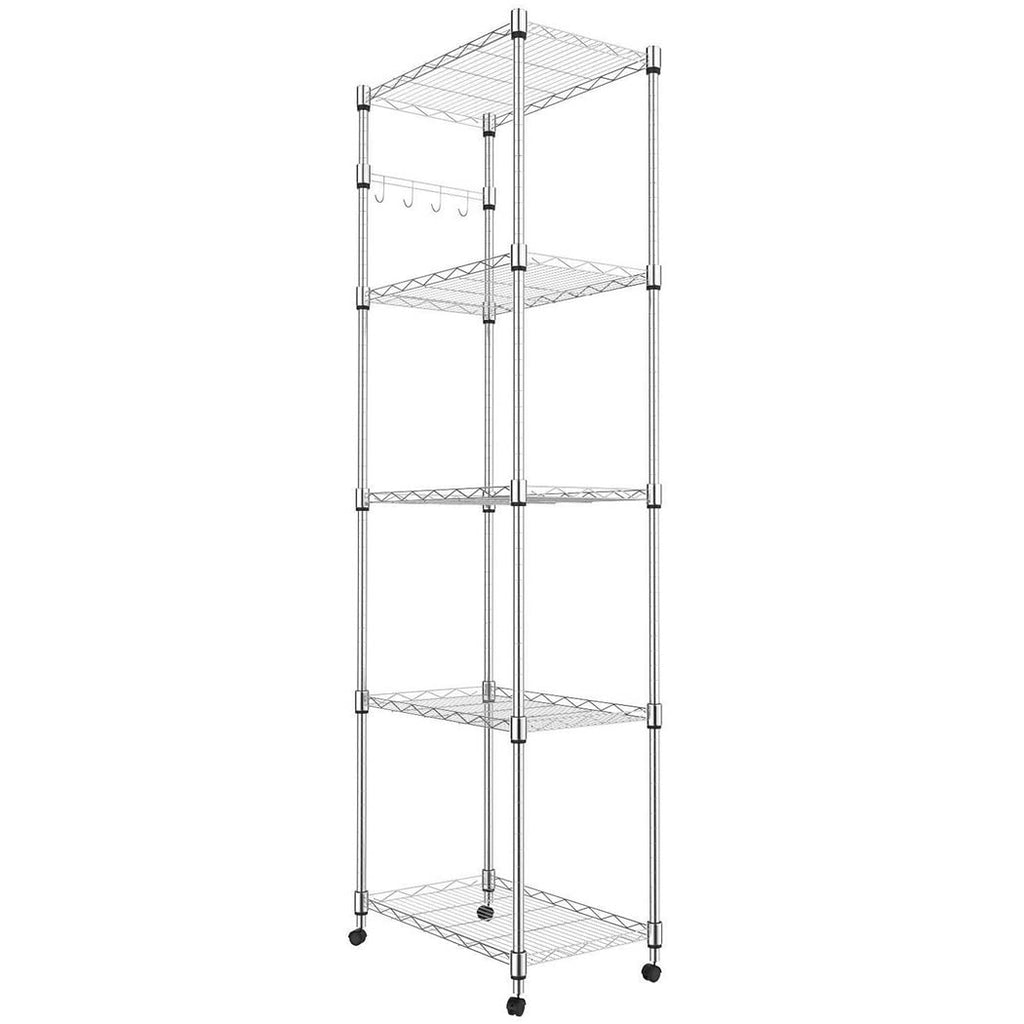 5-Tier Wire Shelving Unit on Wheels | Adjustable Metal Rack