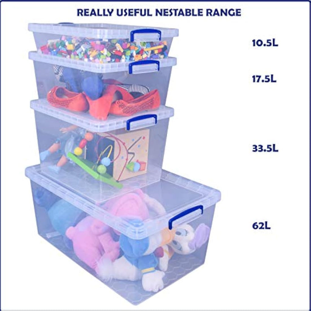 83L Clear Plastic Nestable Storage Boxes (Pack of 3)