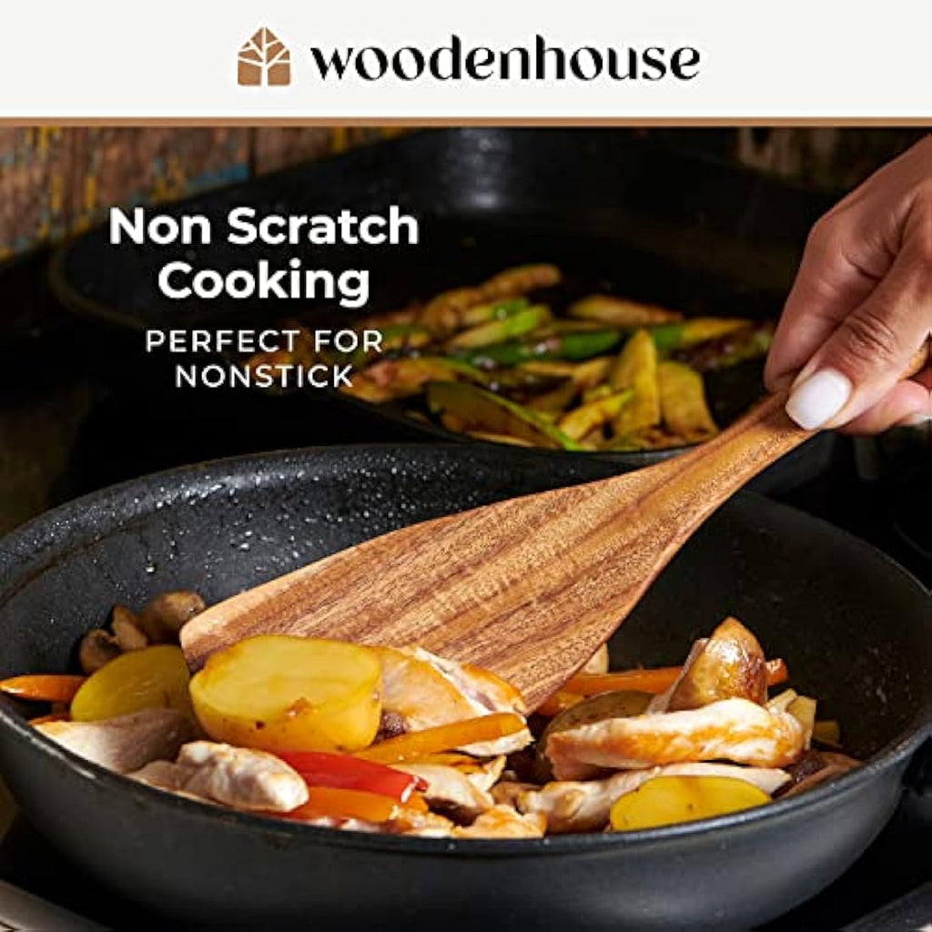 6-Piece Teak Wooden Utensil Set | Non-Stick Cooking Spoons