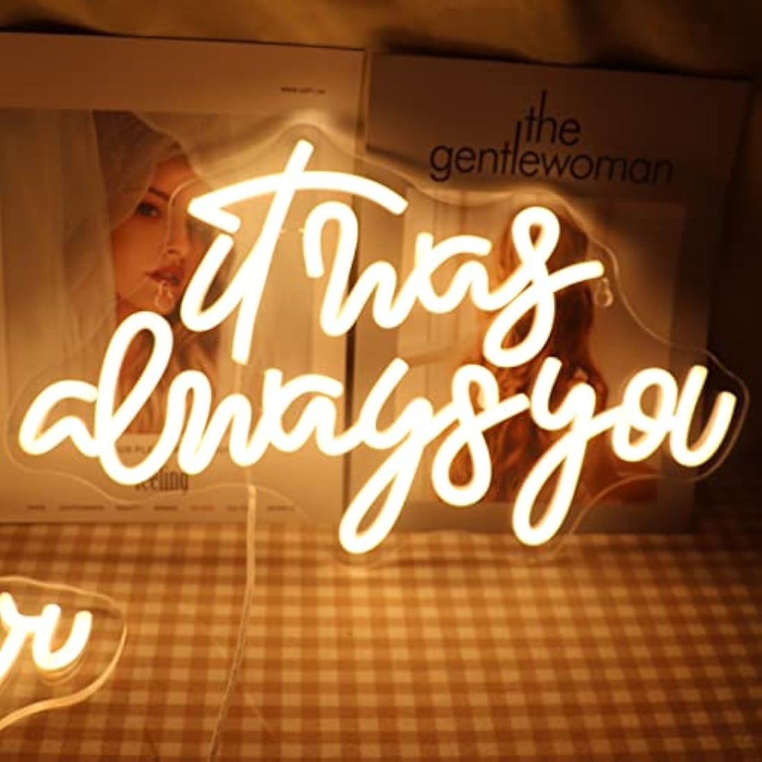 QiaoFei It Was Always You LED Neon Sign | Warm White Wall Decor with Dimmer