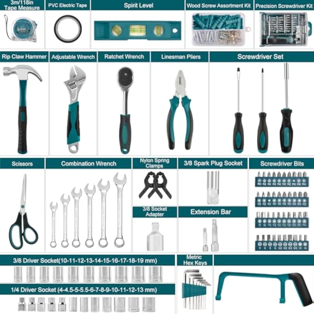 Sundpey 257-Piece Home Tool Kit | Portable Household Repair Hand Tool Set