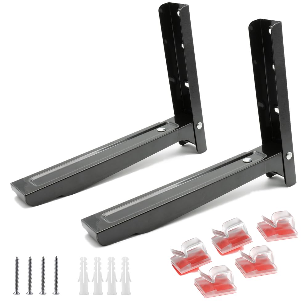 Jolof Store Universal Microwave Wall Mount Shelf – Adjustable Black Bracket