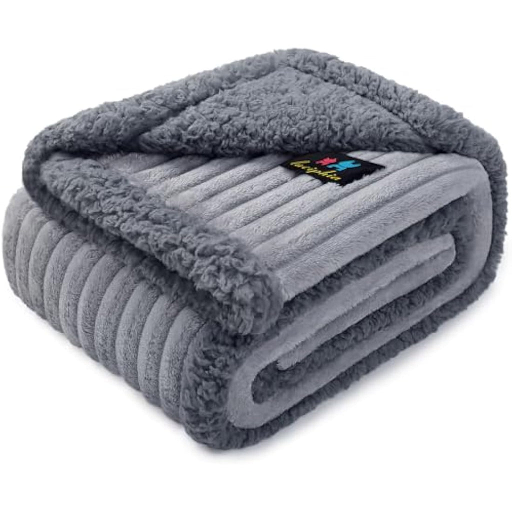 Luciphia Waterproof Dog Blanket – Reversible Sherpa & Fleece, Grey XL