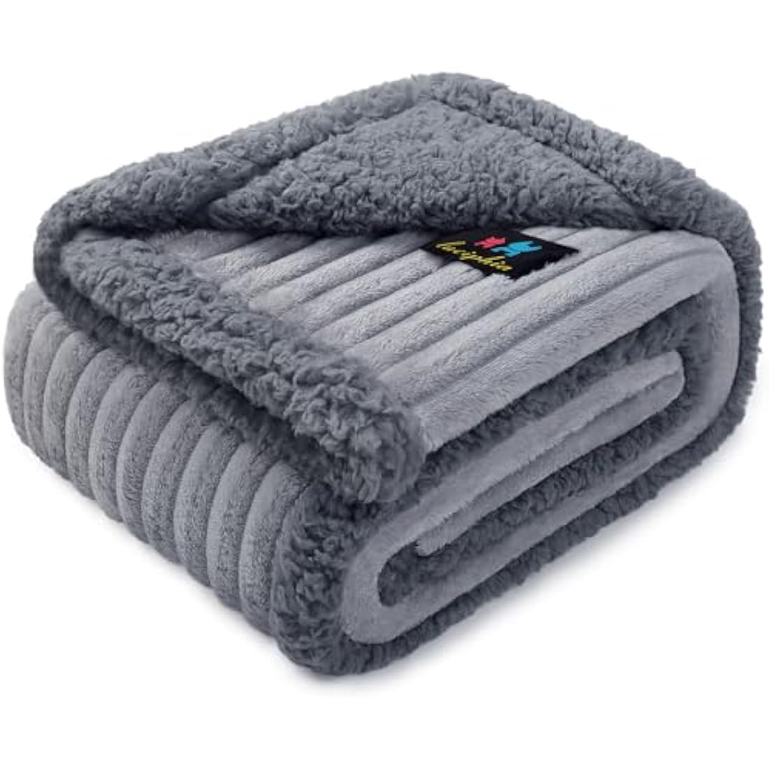 Luciphia Waterproof Dog Blanket – Reversible Sherpa & Fleece, Grey XL