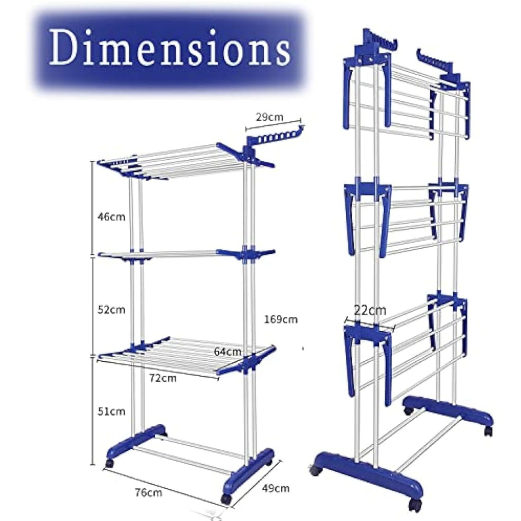 Jolof Store 4-Tier Clothes Drying Rack – Foldable Stainless Steel Airer
