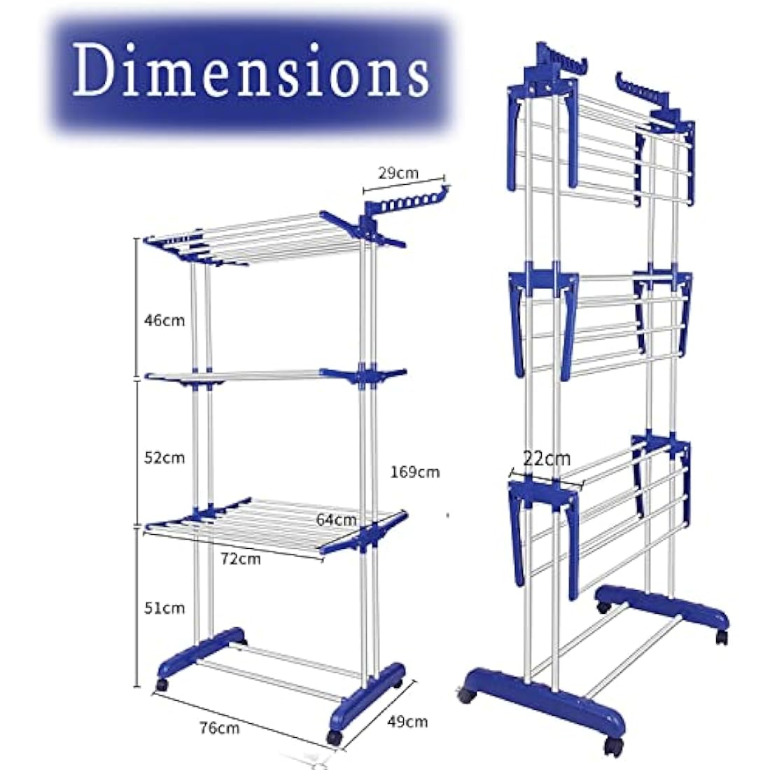 Jolof Store 4-Tier Clothes Drying Rack – Foldable Stainless Steel Airer