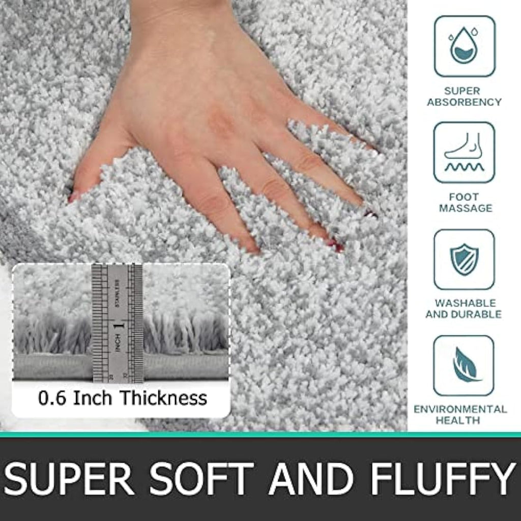 Pauwer 3-Piece Microfiber Bath Mat Set | Non-Slip Absorbent Bathroom Rugs