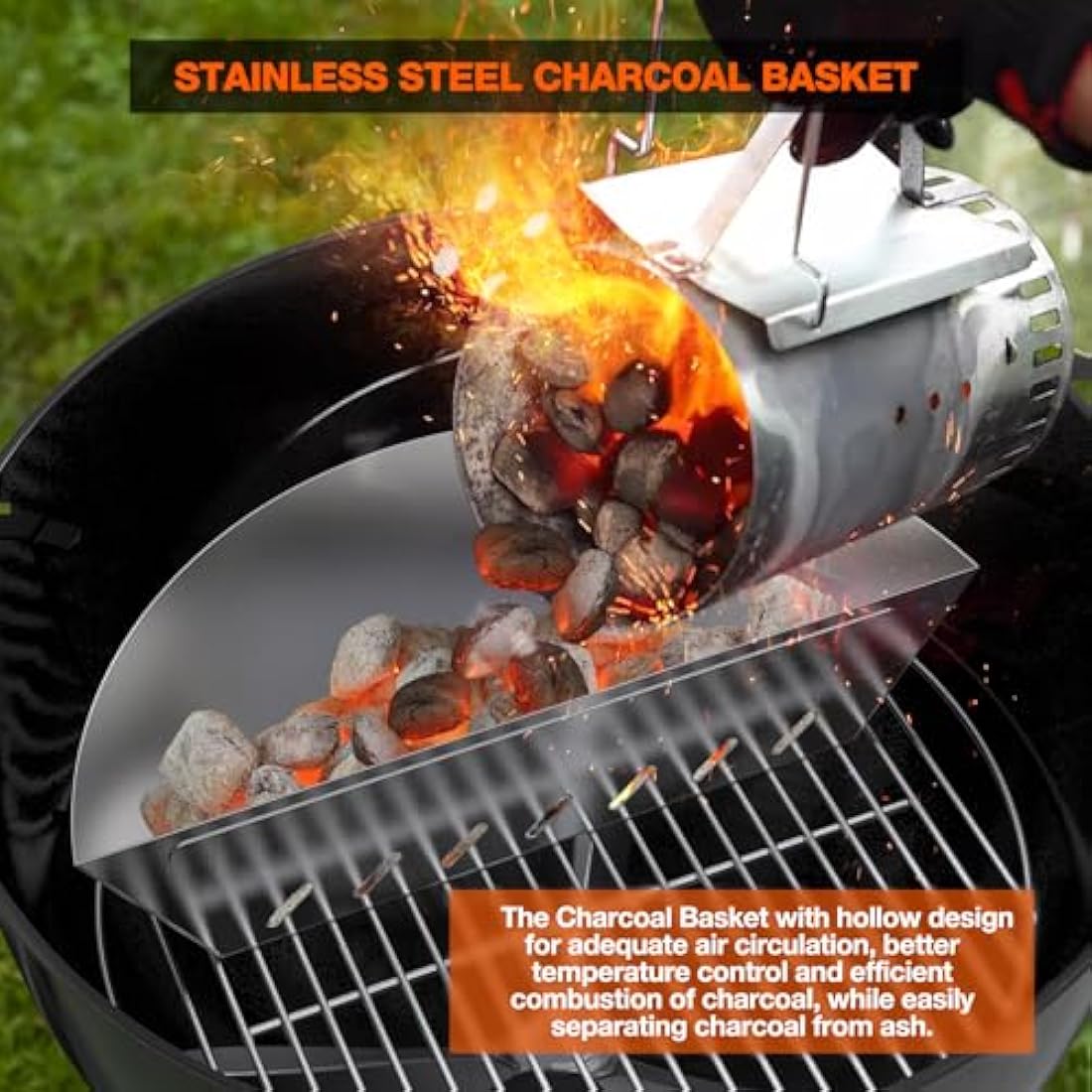 Onlyfire Stainless Steel BBQ Charcoal Basket for 22/26" Kettle Grills