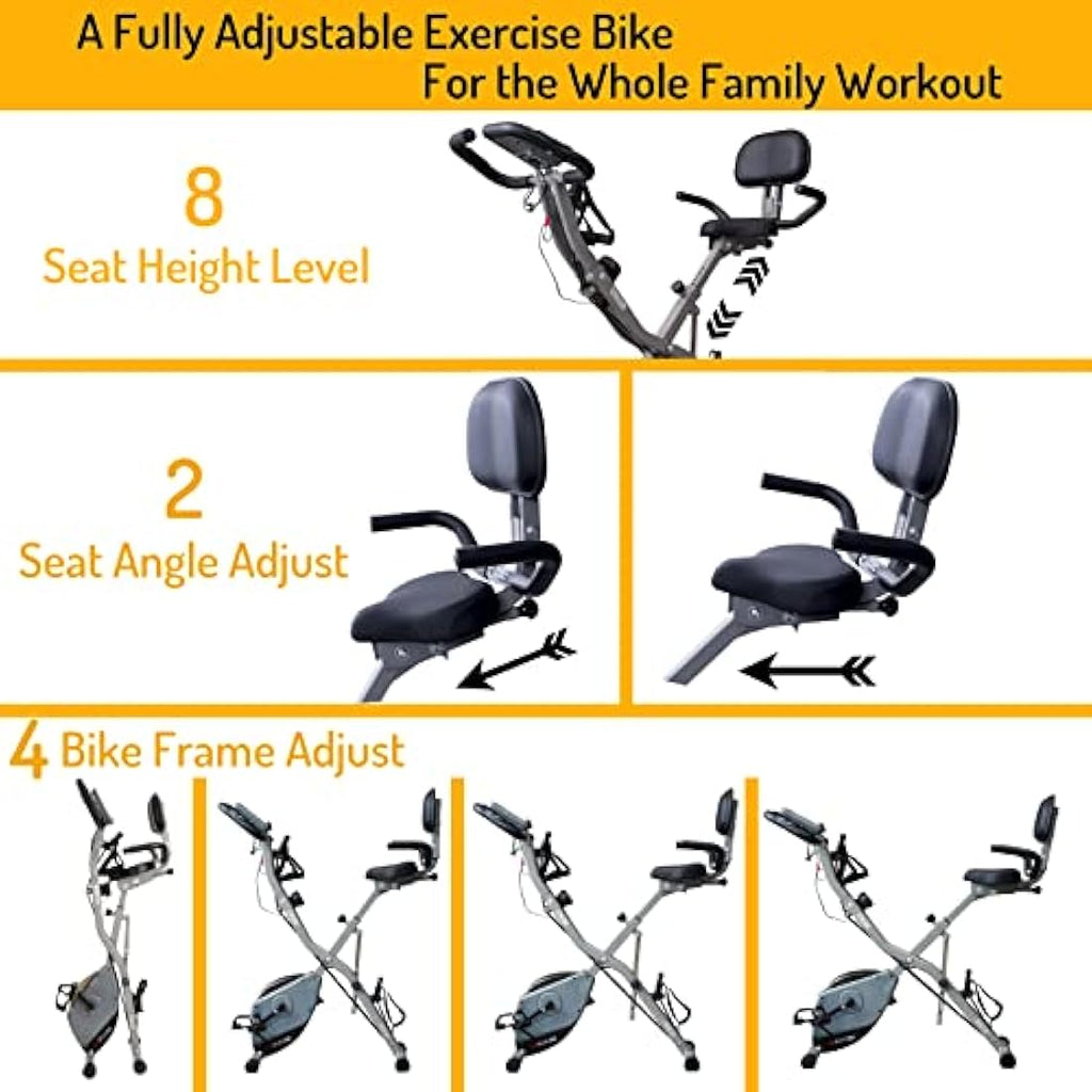 AceFuture 4-in-1 Folding Exercise Bike - 16-Level Magnetic Resistance