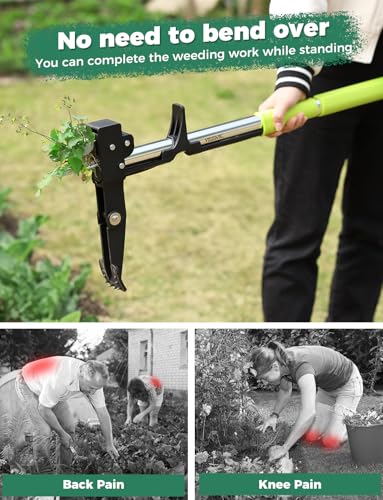 YISSVIC Stand-up Weed Puller Tool – 4-Claw Stainless Steel Root Remover