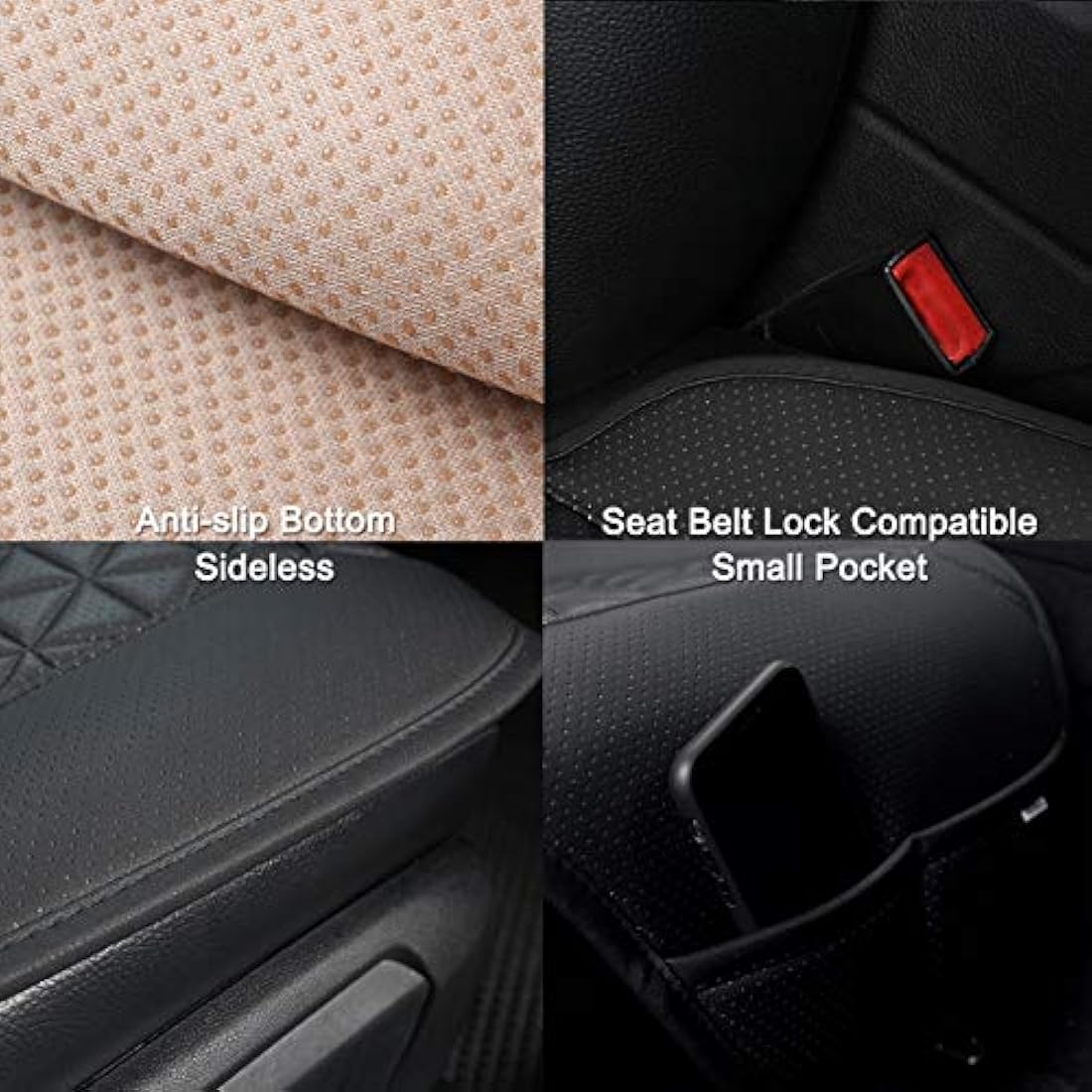 Black Panther Luxury PU Leather Front Car Seat Cover Protector – Beige