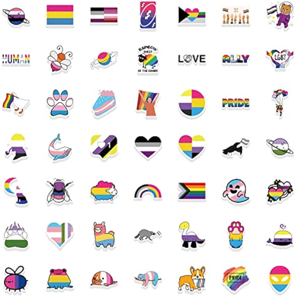 100PCS Gay Pride Stickers | Waterproof Vinyl Rainbow Decals