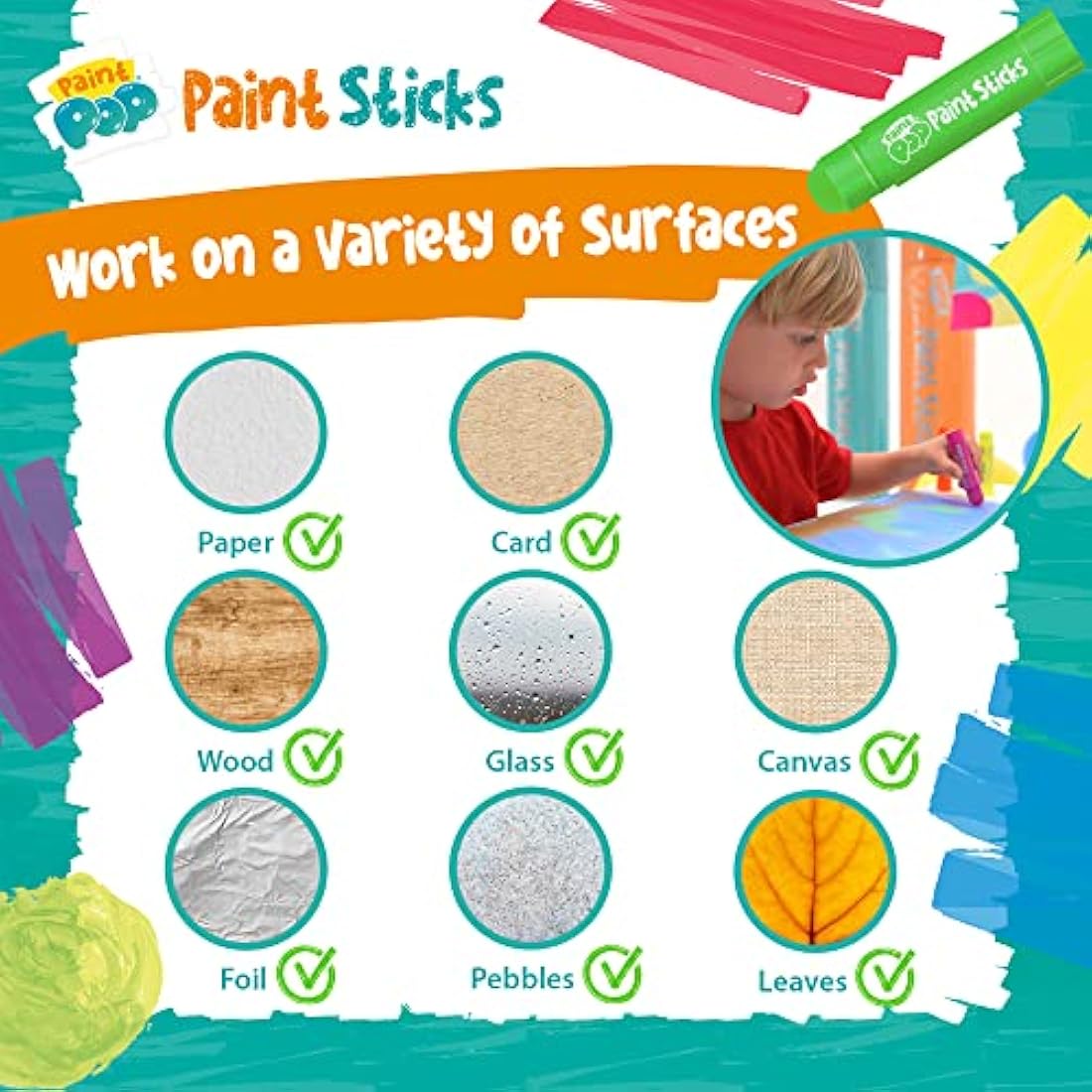 Paint Pop Paint Sticks for Kids – 30 Pack Mess-Free Assorted Colours