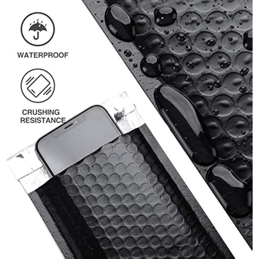 Switory Black Poly Bubble Mailers – 4x7 Inch Padded Envelopes, 50 Pack