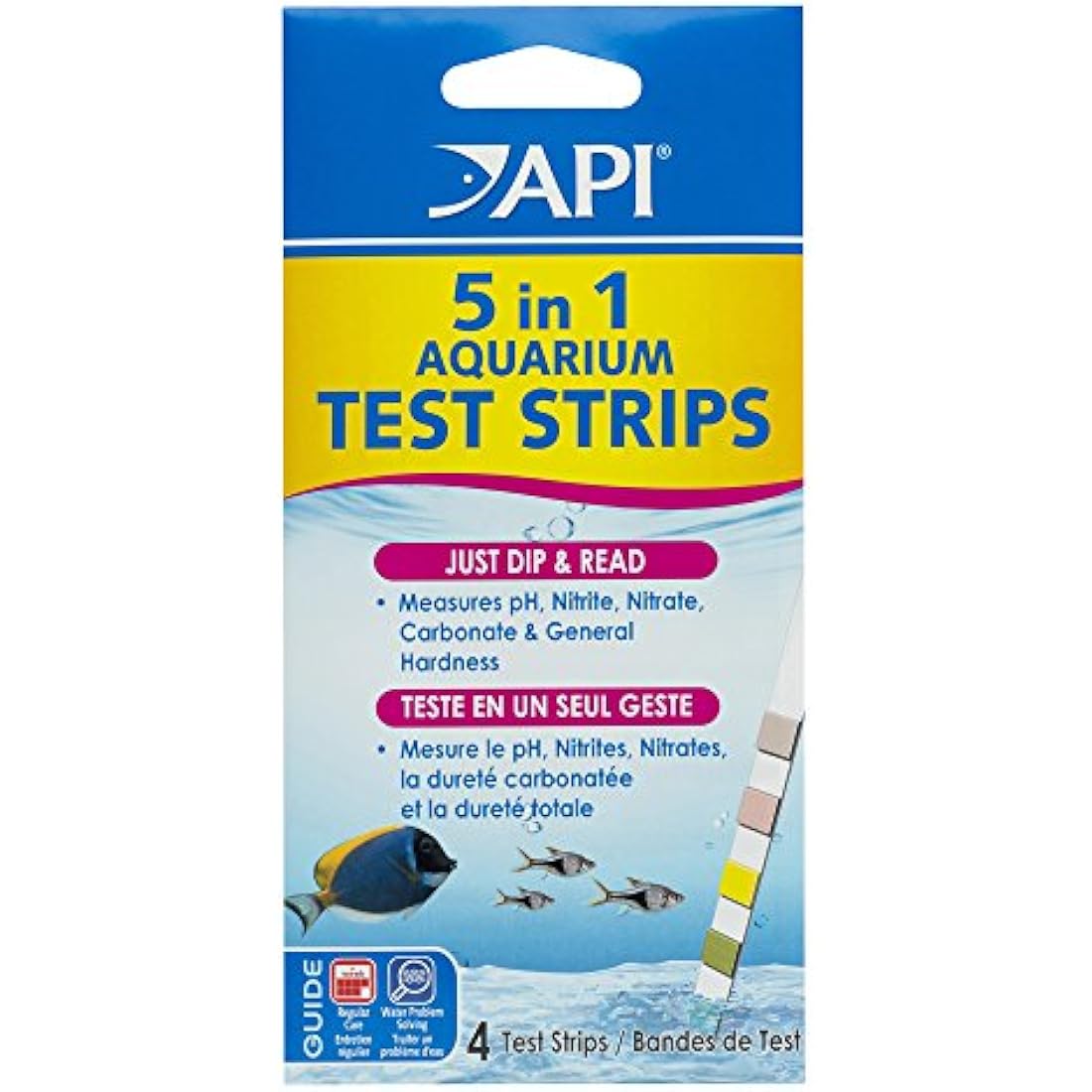 API 5-in-1 Aquarium Test Strips for Fresh and Saltwater, 4-Count