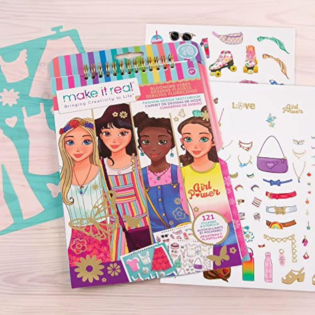 Make It Real Love and Daisy Fashion Design Sketchbook with Stencils