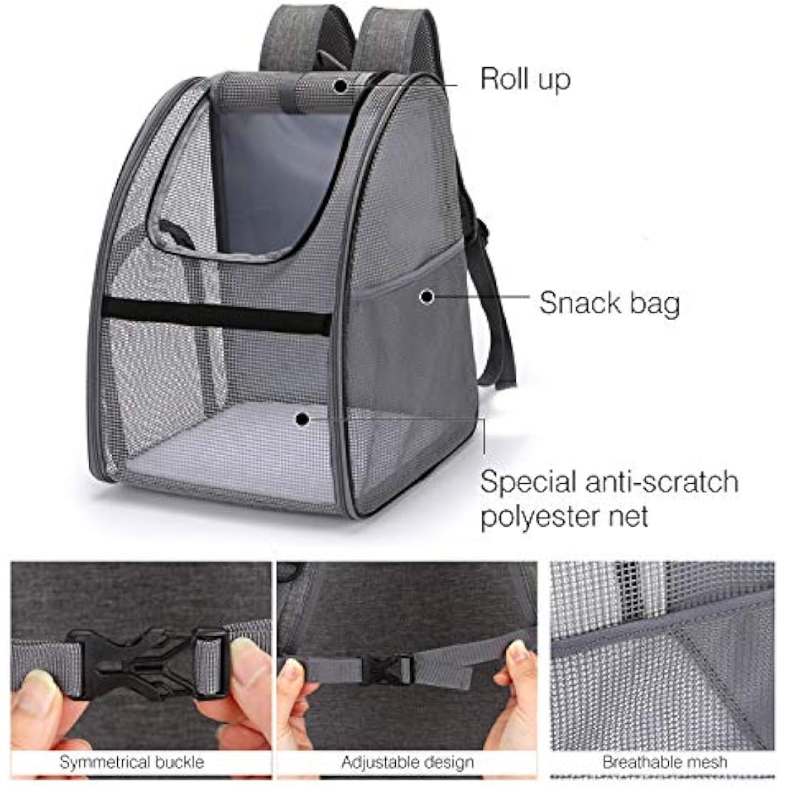 Expandable Cat Carrier Backpack – Breathable Pet Bag, Black