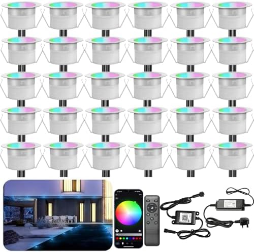 INDARUN RGBW WiFi Smart LED Decking Lights - IP67 Waterproof - 30 Pack