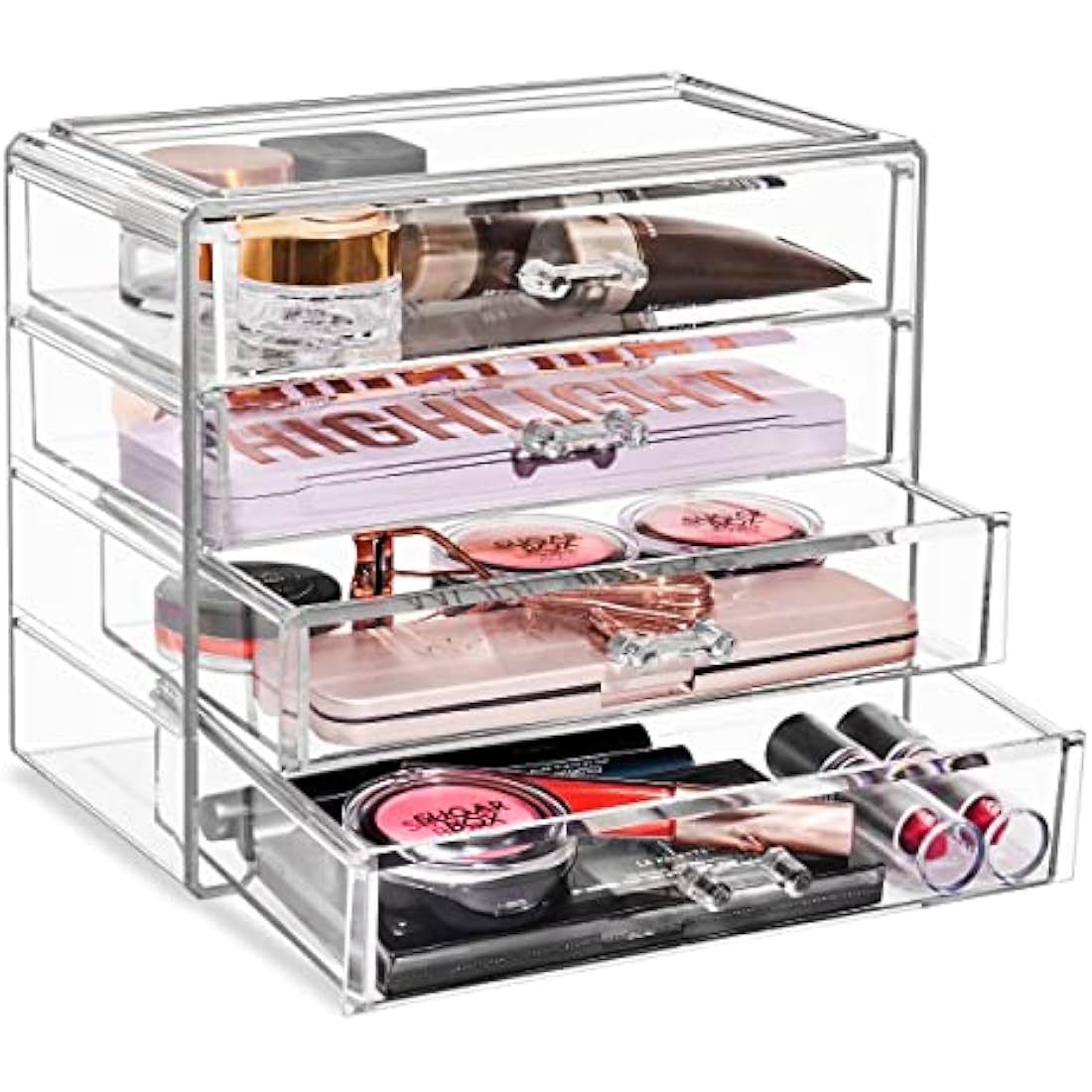 Sorbus 4-Drawer Acrylic Makeup Organizer | Clear Cosmetic Storage Case