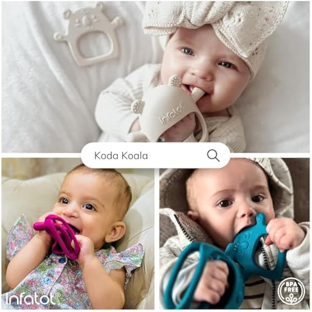 Infatot Silicone Teething Mitten 2-Pack – BPA-Free Baby Teether, Pink