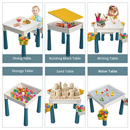 burgkidz 5-in-1 Kids Activity Table and Chair Set with 130 Building Blocks