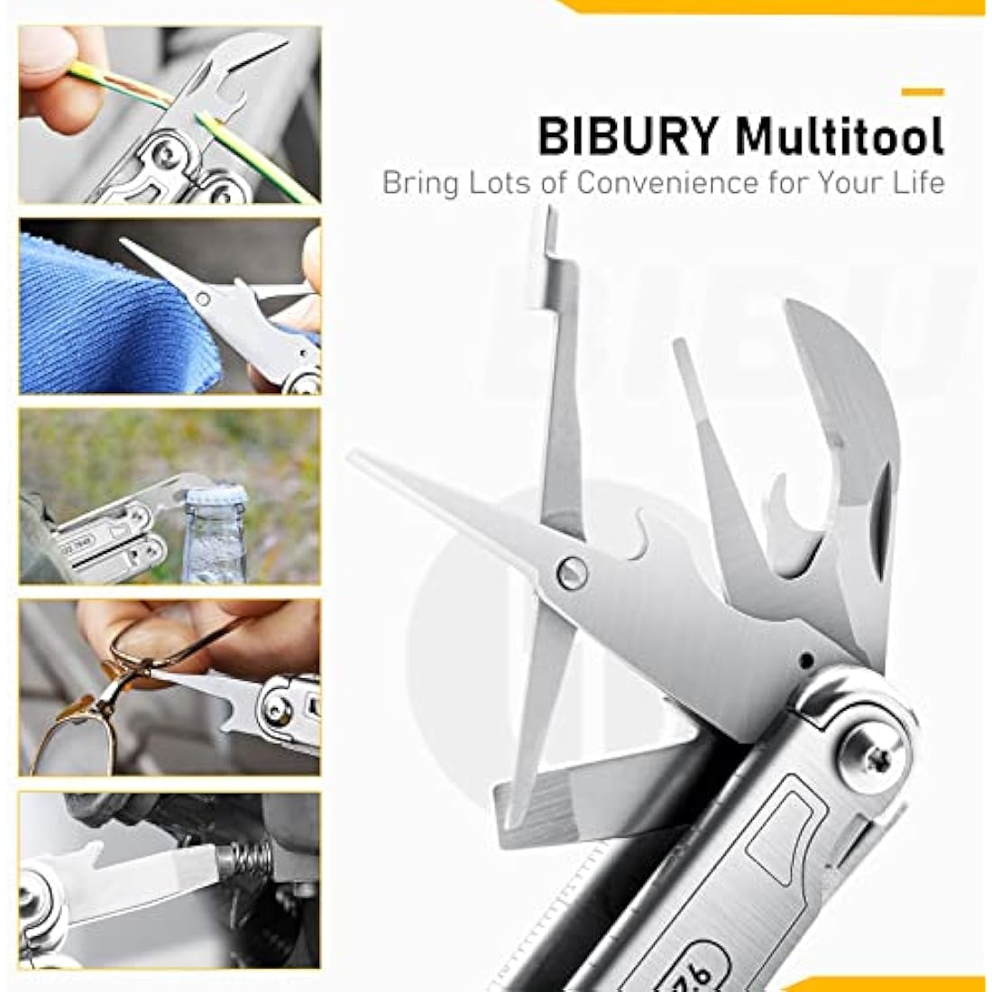 BIBURY Multitool Pliers | Stainless Steel Foldable Tool with Pouch